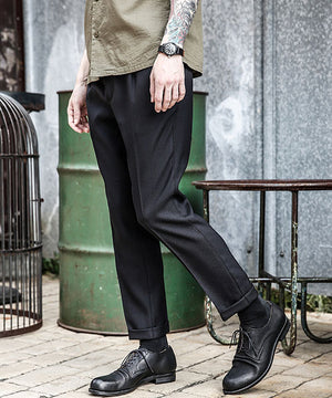 MR.OLIVE / RETRO POLYESTER TWILL / ONE PLEATS STA-PREST TAPERED PANTS