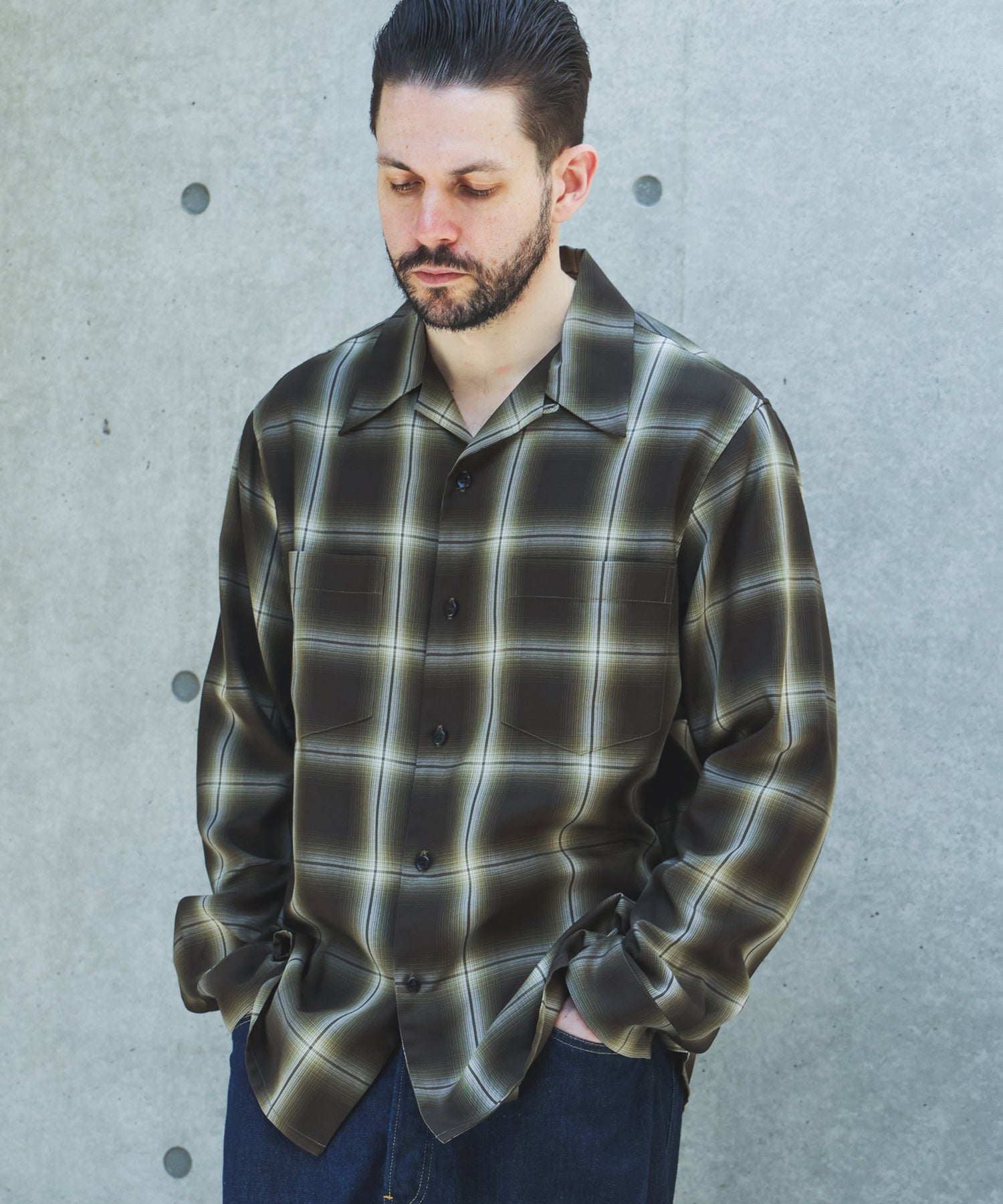 OMBRE TENCEL CHECK / OPEN COLLAR SHIRT /M263108 – MR.OLIVE ONLINE