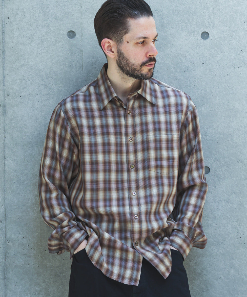 【予約商品】SILKY TENCEL CHECK / REGULAR COLLAR SHIRT /263107