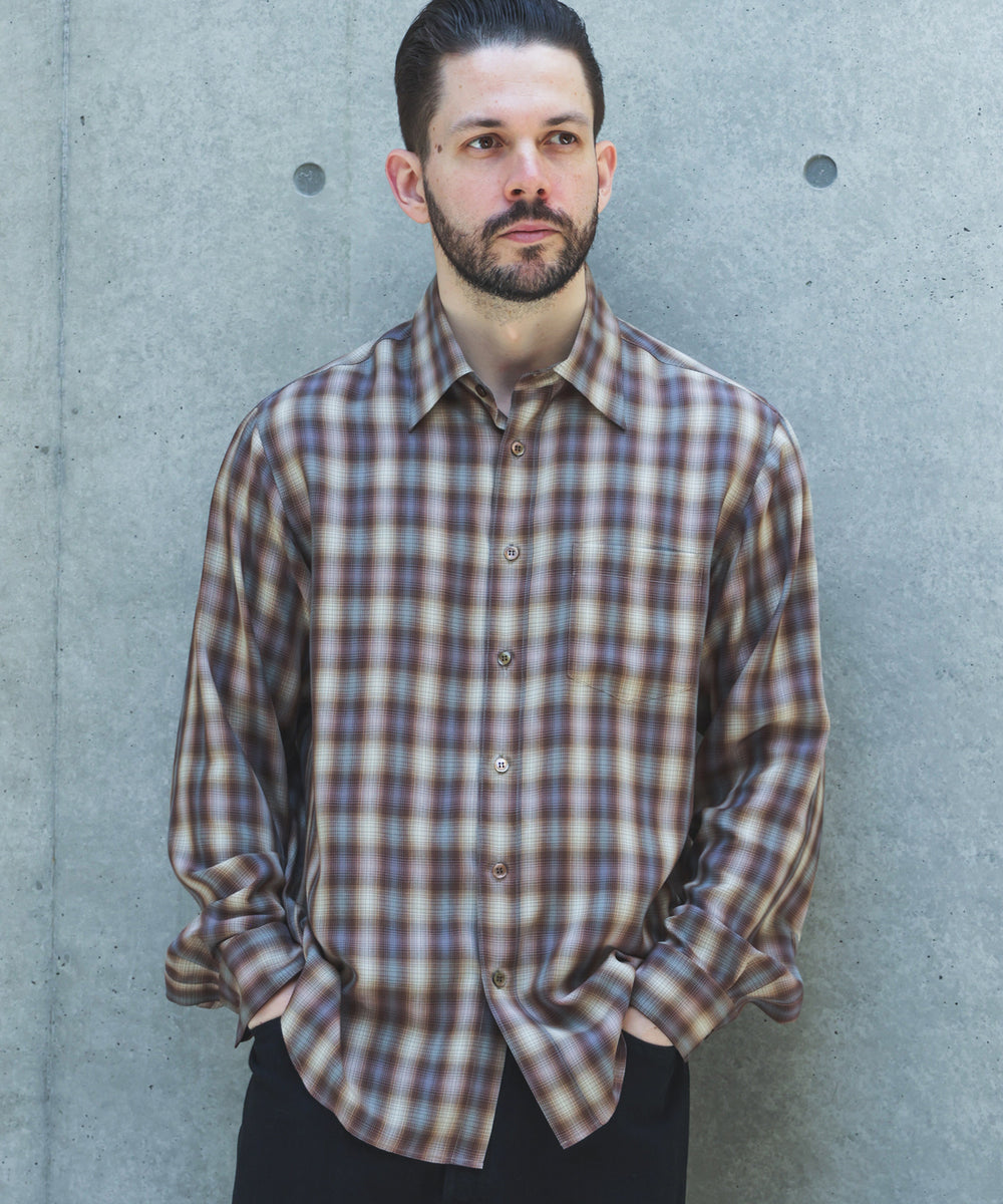 【予約商品】SILKY TENCEL CHECK / REGULAR COLLAR SHIRT /263107