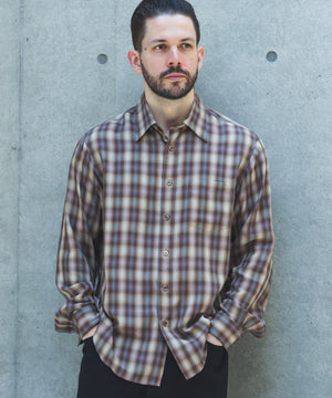 【予約商品】SILKY TENCEL CHECK / REGULAR COLLAR SHIRT /263107
