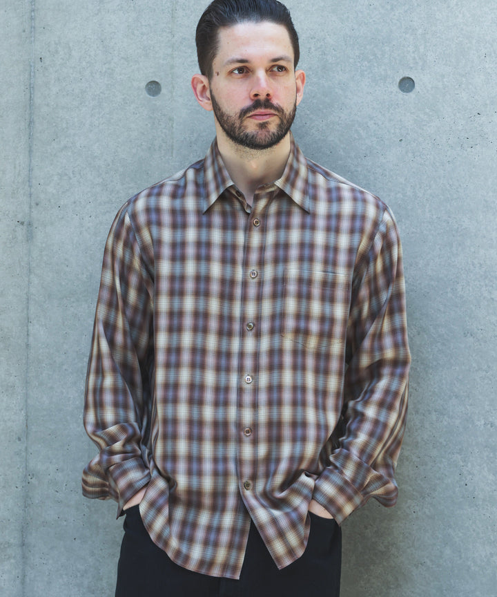 【予約商品】SILKY TENCEL CHECK / REGULAR COLLAR SHIRT /263107