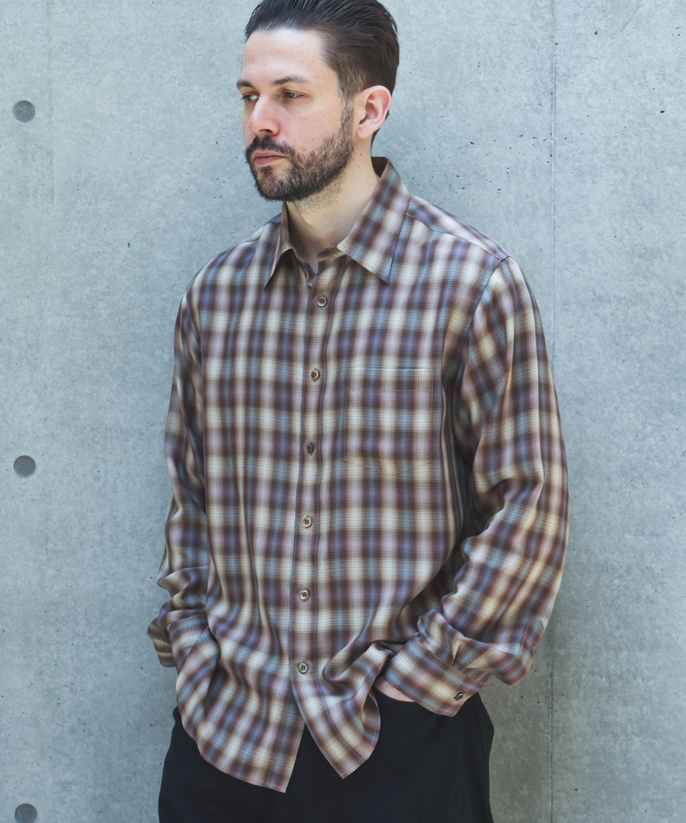 【予約商品】SILKY TENCEL CHECK / REGULAR COLLAR SHIRT /263107
