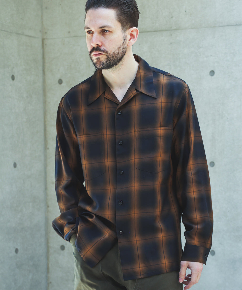【予約商品】OMBRE TENCEL CHECK / OPEN COLLAR SHIRT /M263108