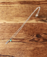 Small Heart Feather & Turquoise Chain Necklace / 16AC-105