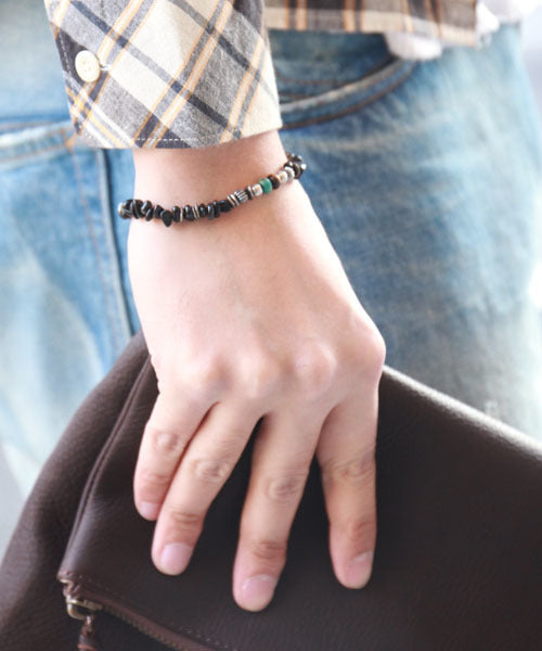 Tumble Stone Short Bracelet -Black Agate-
