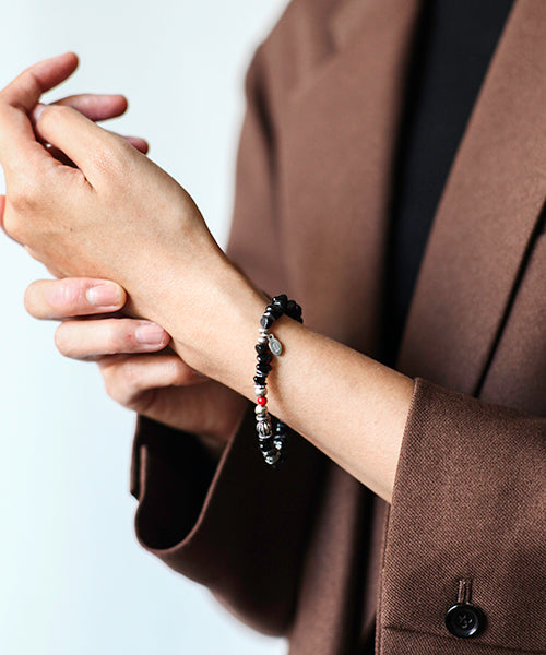 Tumble Stone Short Bracelet -Black Agate-