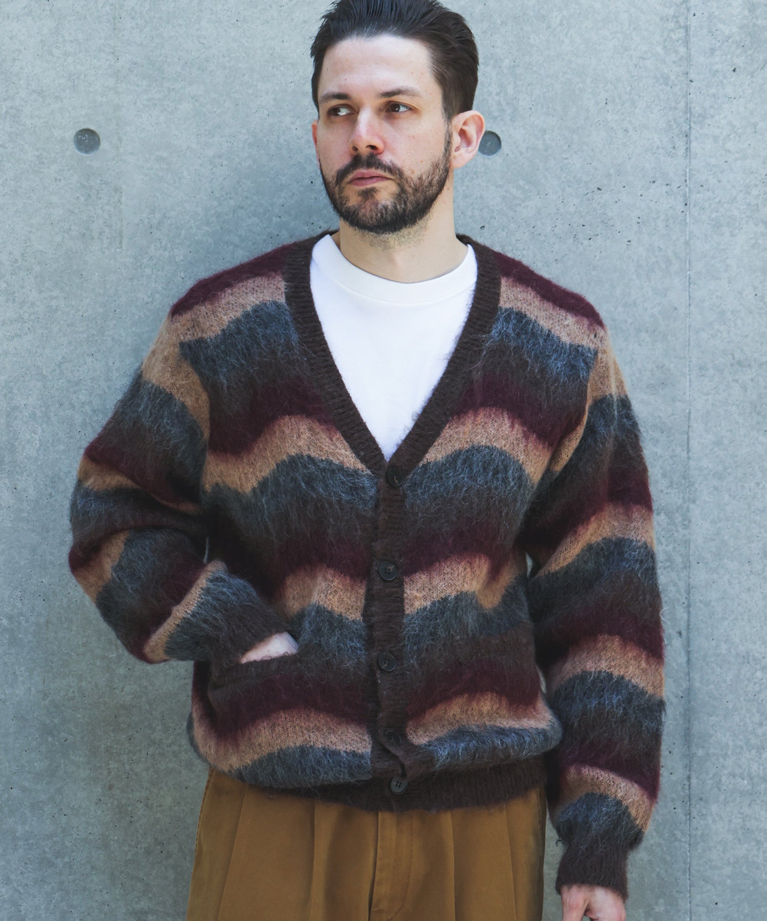 【予約商品】WAVE BORDER MOHAIR / HERITAGE CARDIGAN /M263123