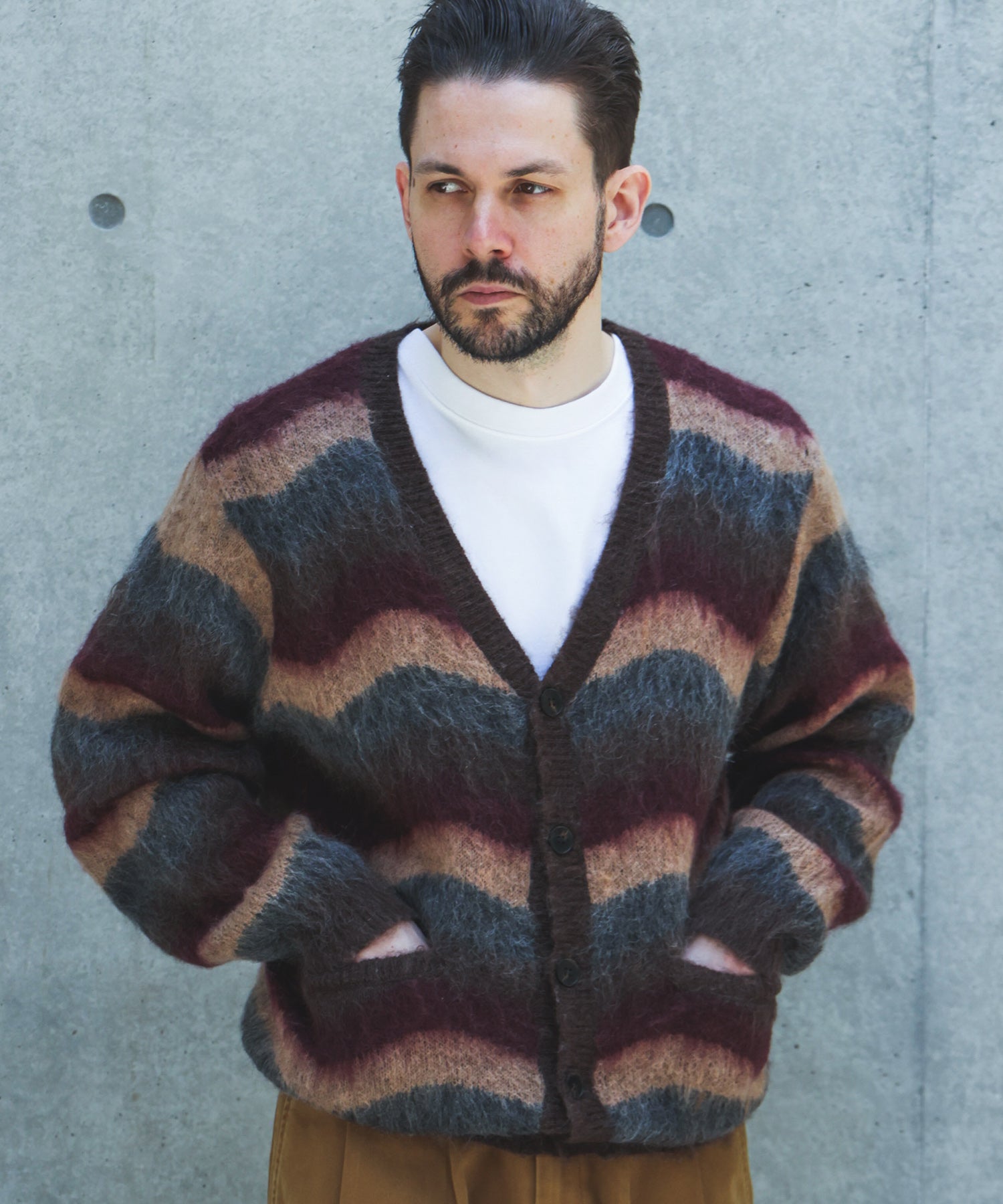 【予約商品】WAVE BORDER MOHAIR / HERITAGE CARDIGAN /M263123