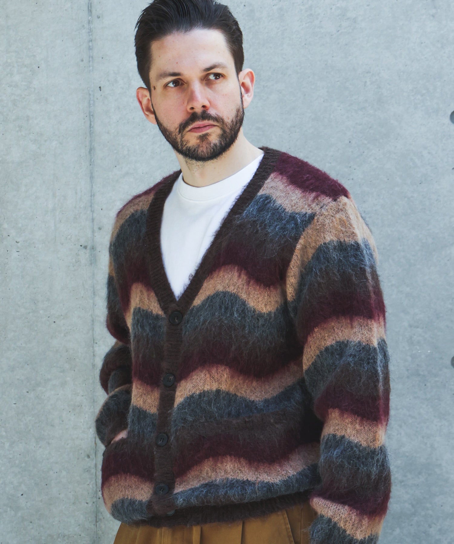 【予約商品】WAVE BORDER MOHAIR / HERITAGE CARDIGAN /M263123