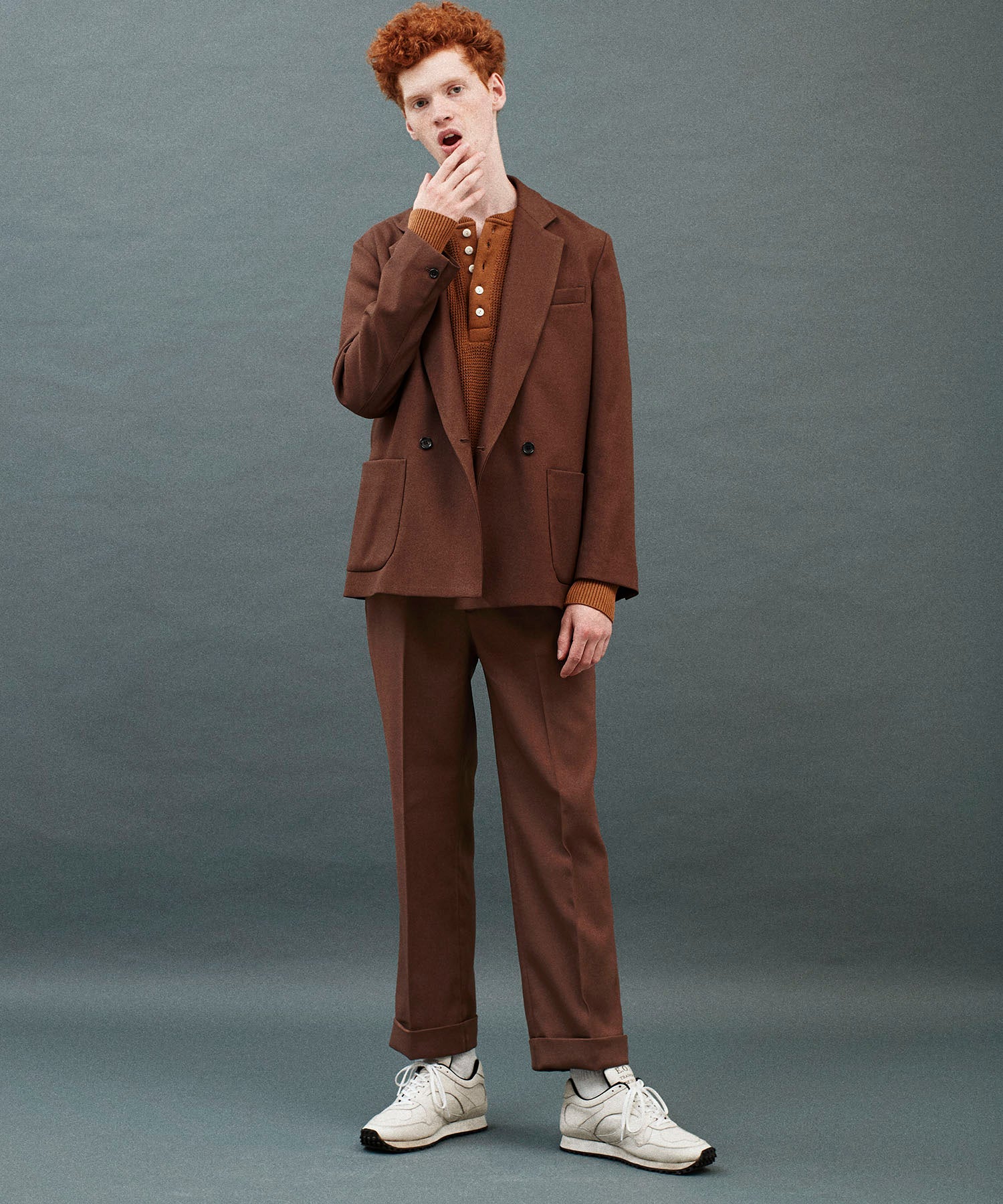 MR.OLIVE セットアップ ブラウン レトロポリエステル MR.OLIVE（ミスターオリーブ） スラックス 「セットアップ対応」レトロ