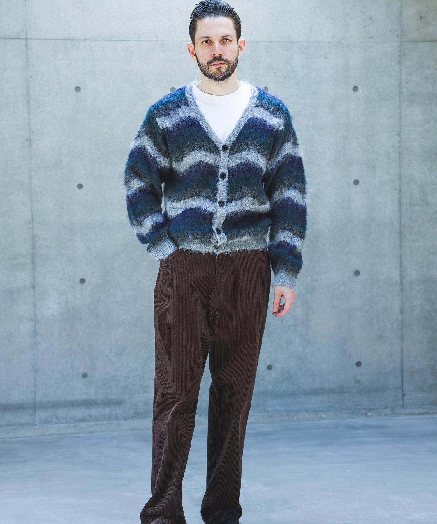 【予約商品】WAVE BORDER MOHAIR / HERITAGE CARDIGAN /M263123