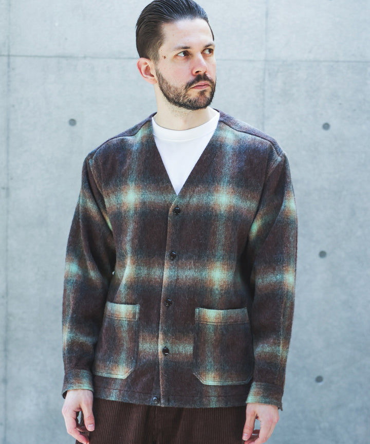 【予約商品】ALPACA SHAGGY OMBRE CHECK / SHIRT CARDIGAN /M263117