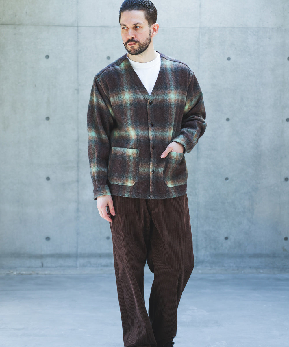 【予約商品】ALPACA SHAGGY OMBRE CHECK / SHIRT CARDIGAN /M263117