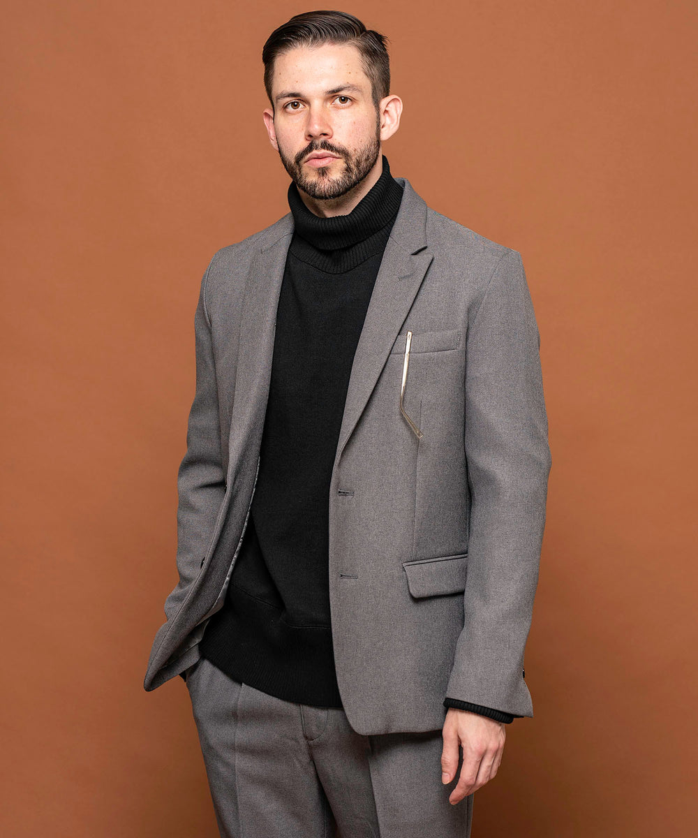 MR.OLIVE / RETRO POLYESTER TWILL / 2B SEMI PEAKED LAPEL JACKET