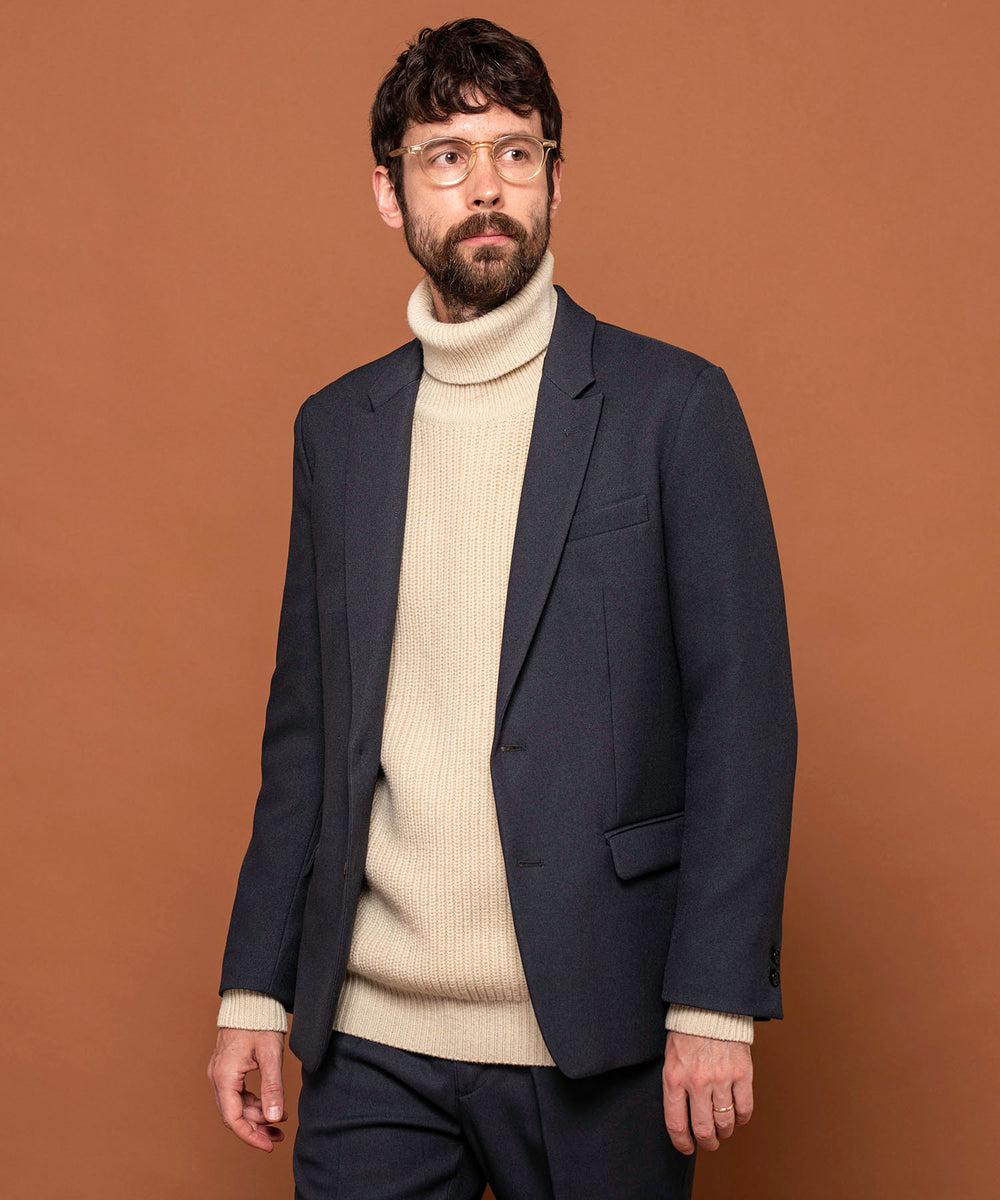 MR.OLIVE / RETRO POLYESTER TWILL / 2B SEMI PEAKED LAPEL JACKET
