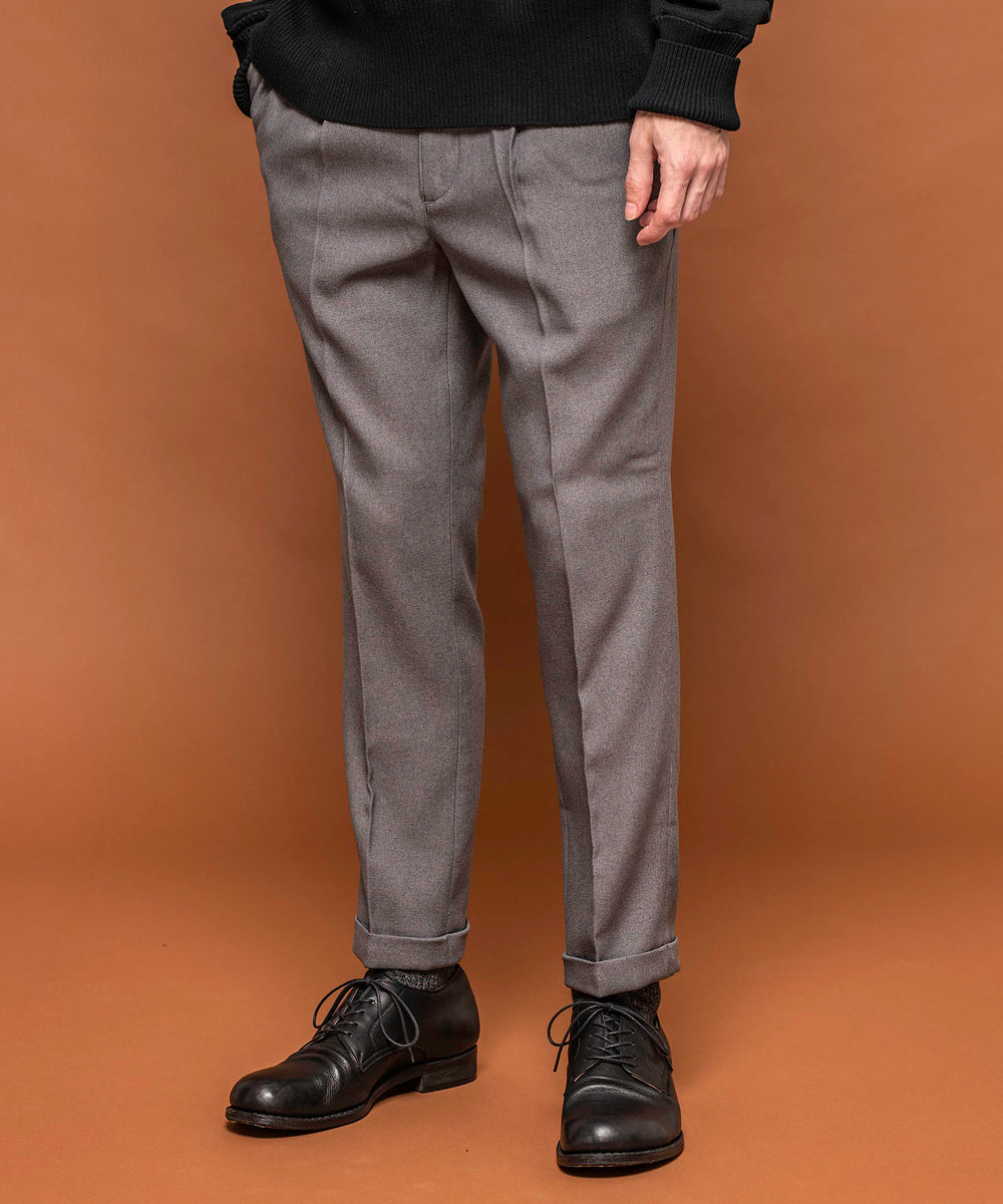 MR.OLIVE / RETRO POLYESTER TWILL / ONE PLEATS STA-PREST TAPERED PANTS
