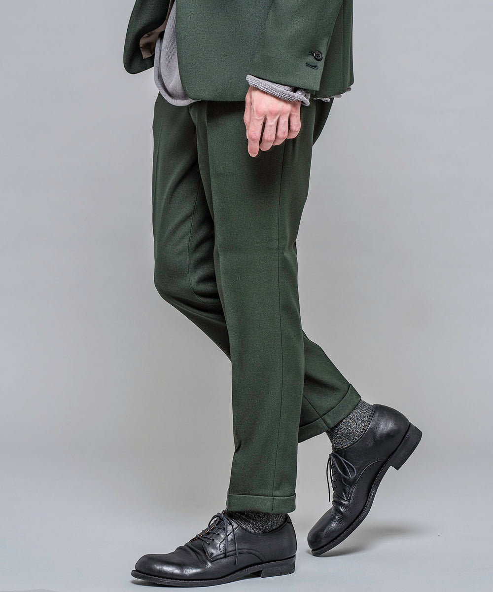 MR.OLIVE / RETRO POLYESTER TWILL / ONE PLEATS STA-PREST TAPERED PANTS