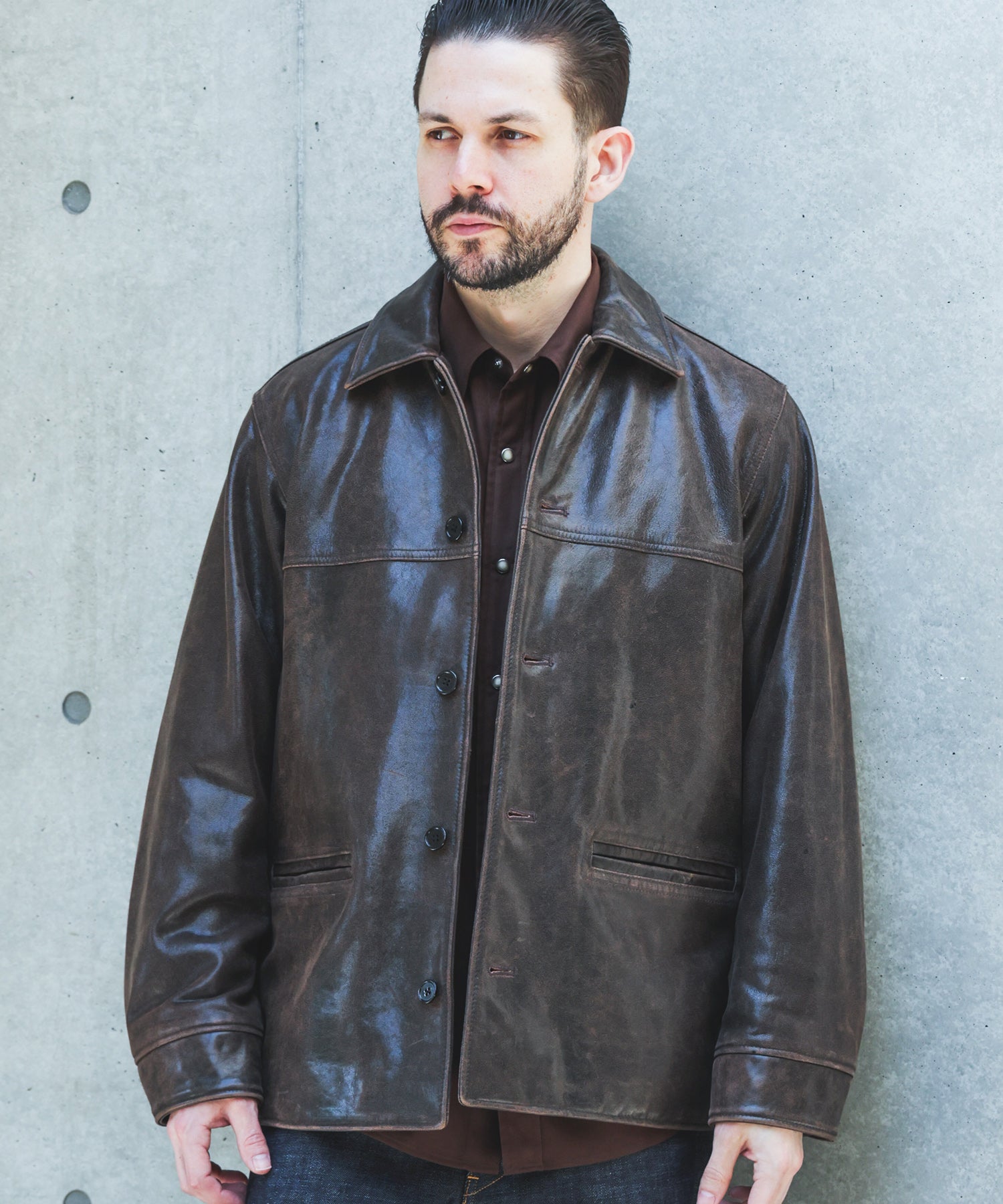 【予約商品】VINTAGE CRACK GOAT LEATHER / PATINA CAR COAT /M263115