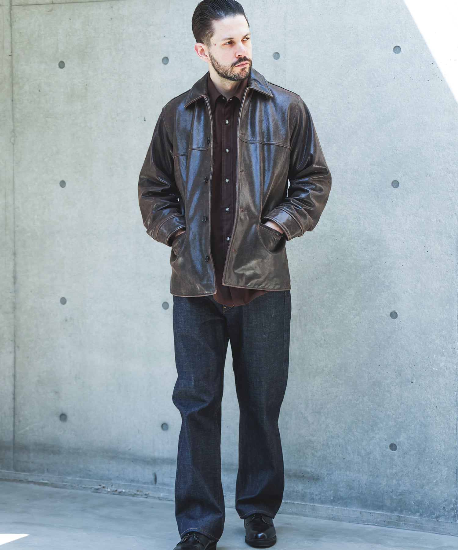 【予約商品】VINTAGE CRACK GOAT LEATHER / PATINA CAR COAT /M263115