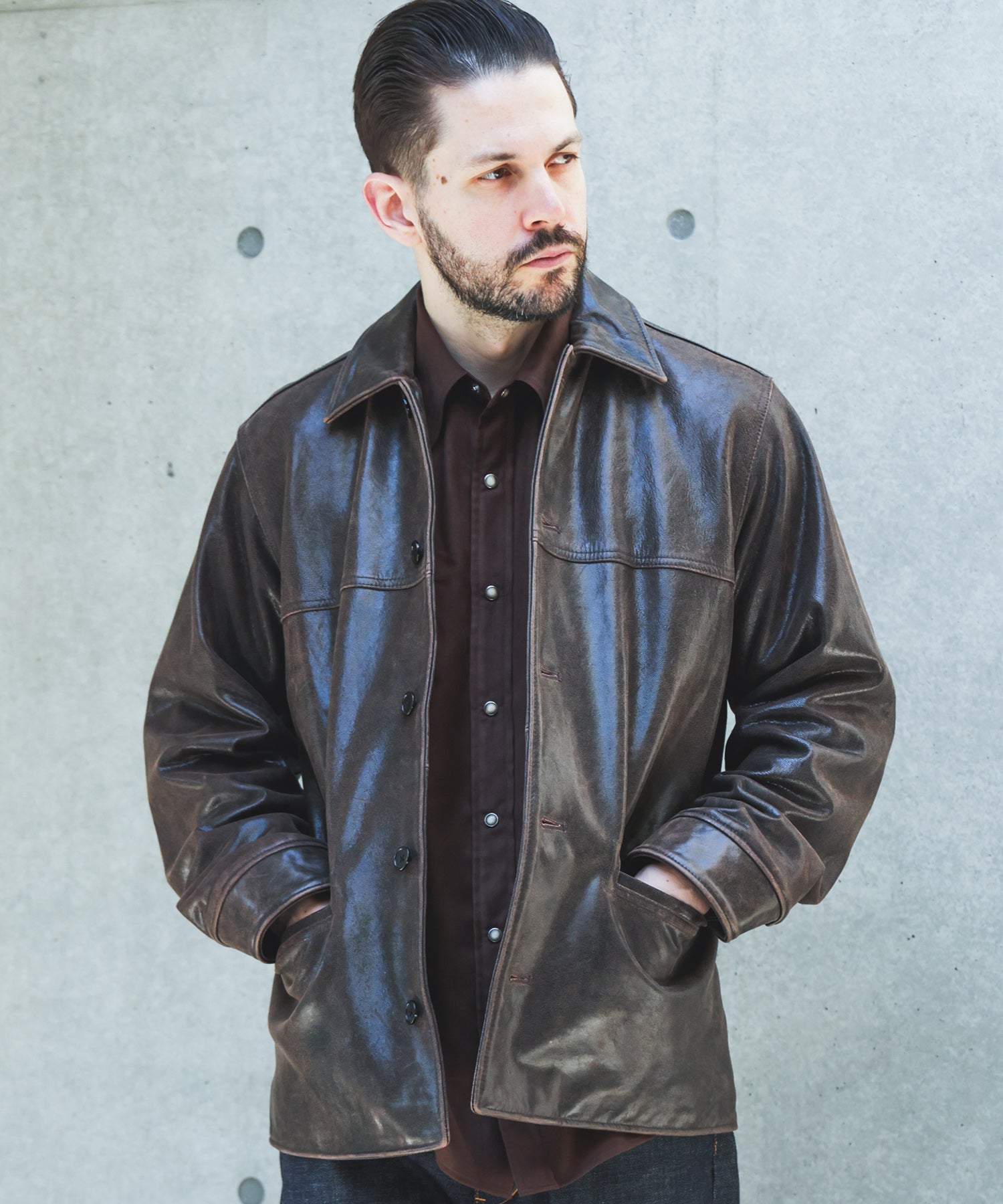 【予約商品】VINTAGE CRACK GOAT LEATHER / PATINA CAR COAT /M263115