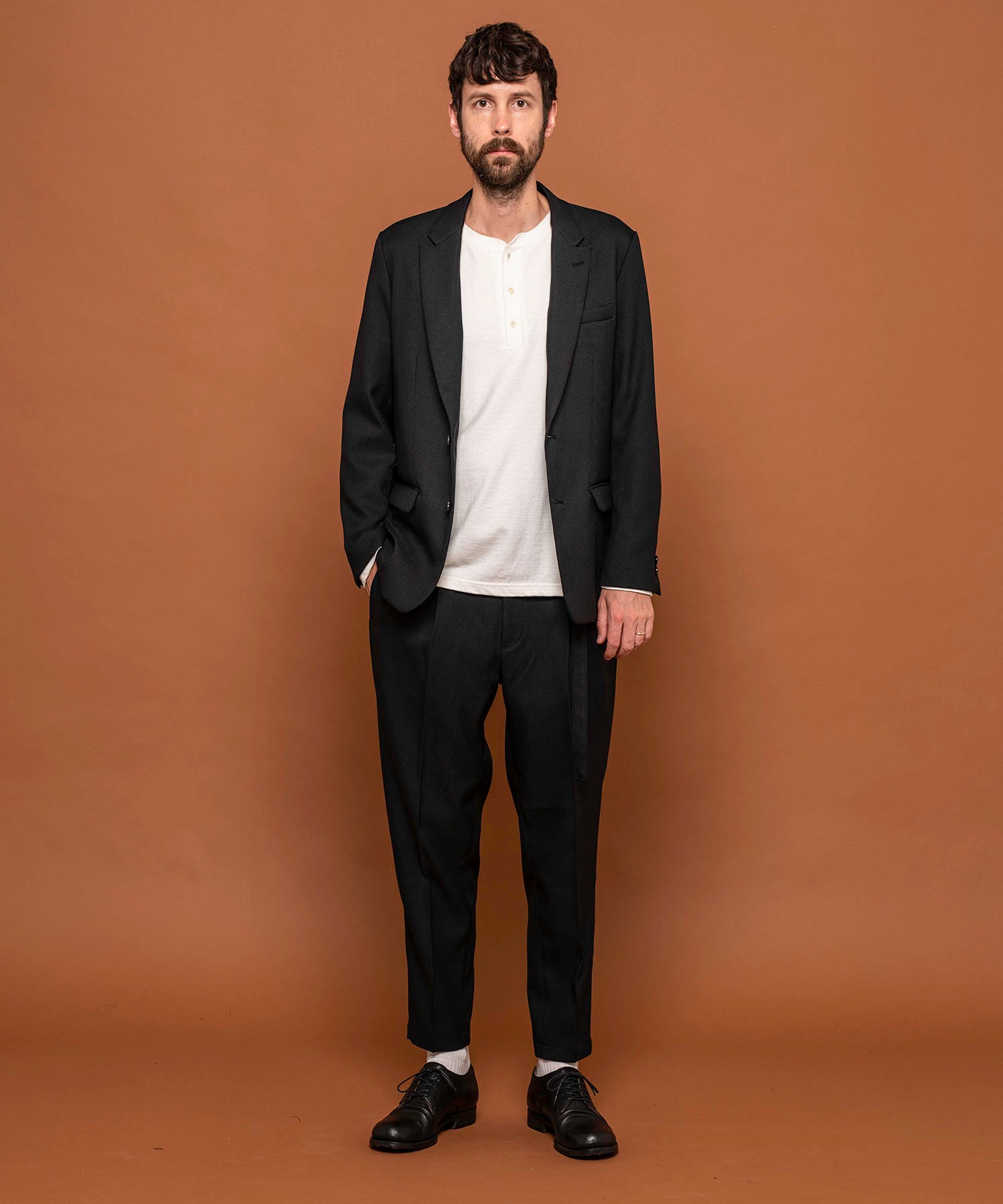 MR.OLIVE スラックス 黒M MR.OLIVE / RETRO POLYESTER TWILL / BELTED WIDE TAPERED PANTS