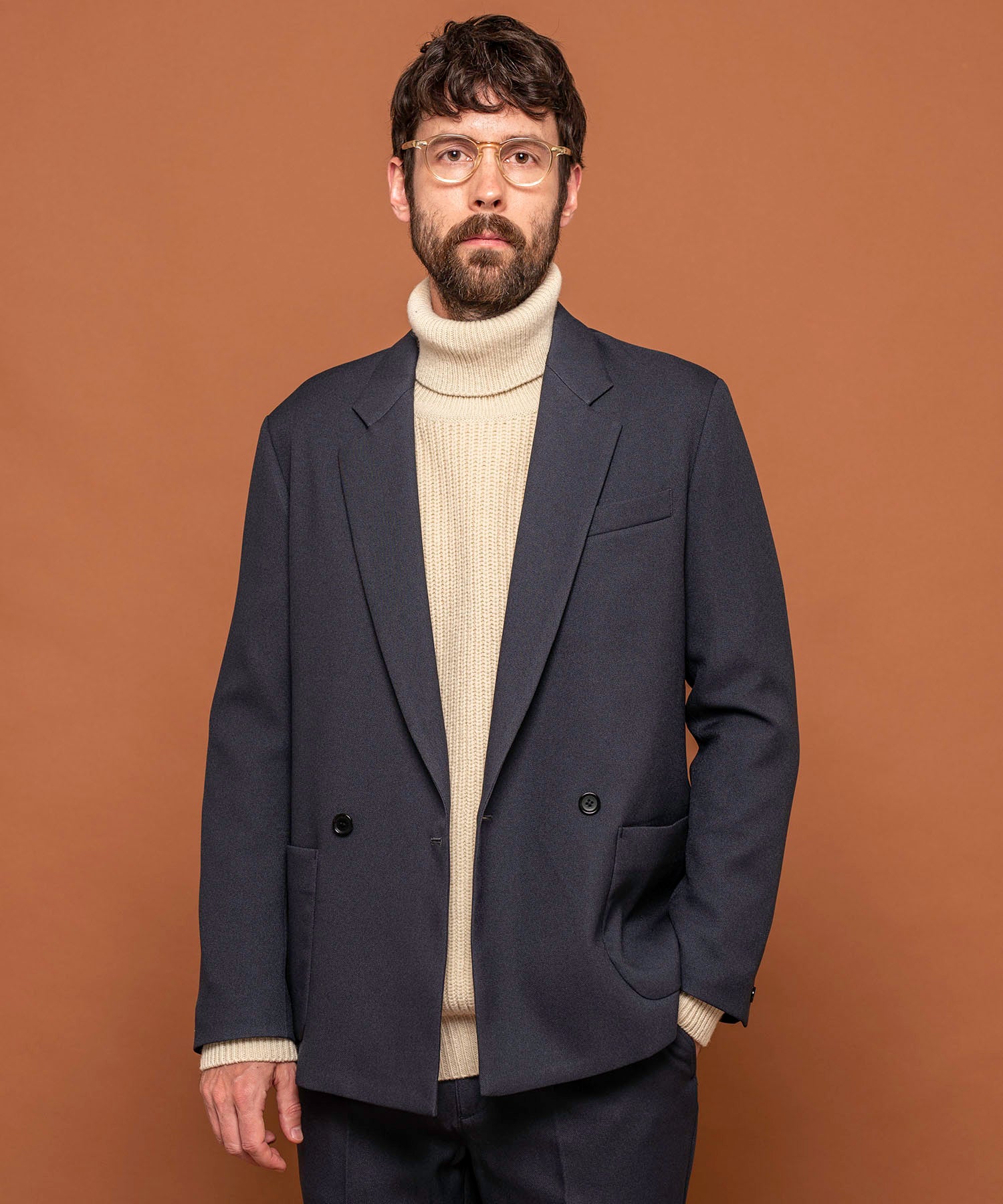 MR.OLIVE / RETRO POLYESTER TWILL / 2B DOUBLE BREASTED JACKET