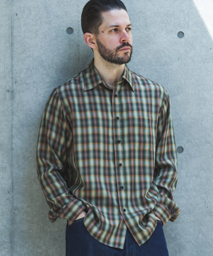 【予約商品】SILKY TENCEL CHECK / REGULAR COLLAR SHIRT /263107