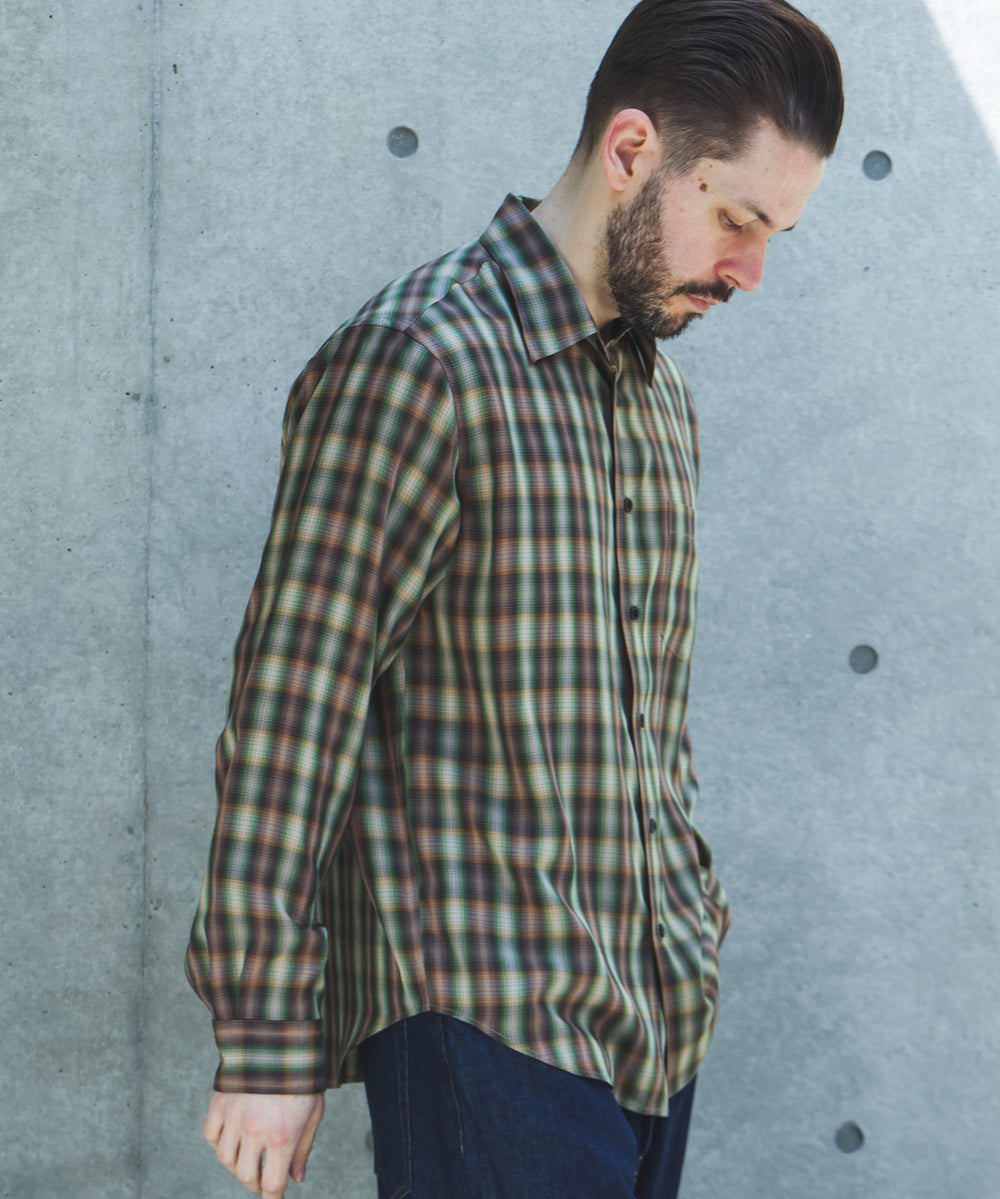 【予約商品】SILKY TENCEL CHECK / REGULAR COLLAR SHIRT /263107