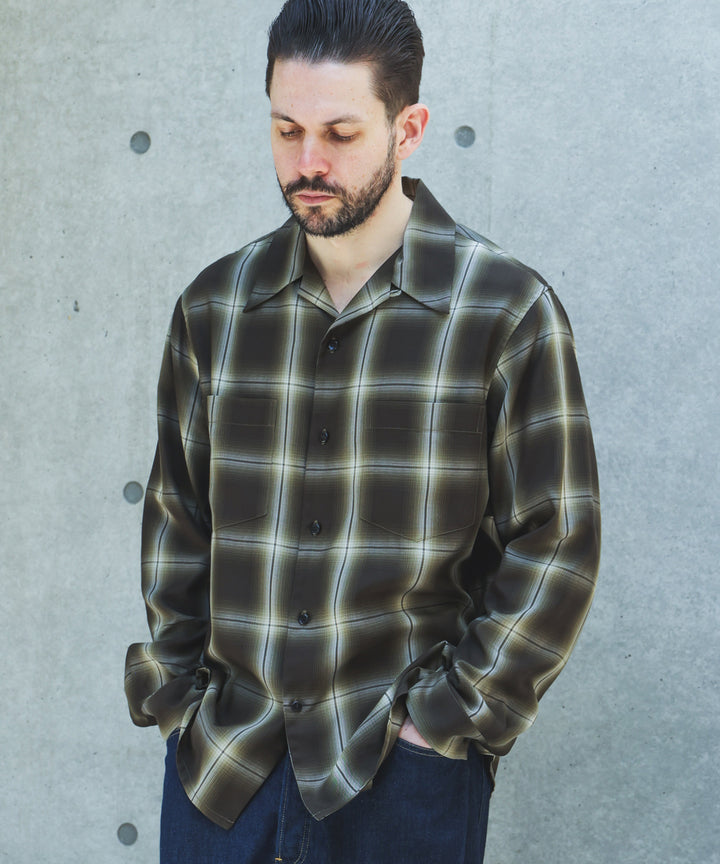 【予約商品】OMBRE TENCEL CHECK / OPEN COLLAR SHIRT /M263108