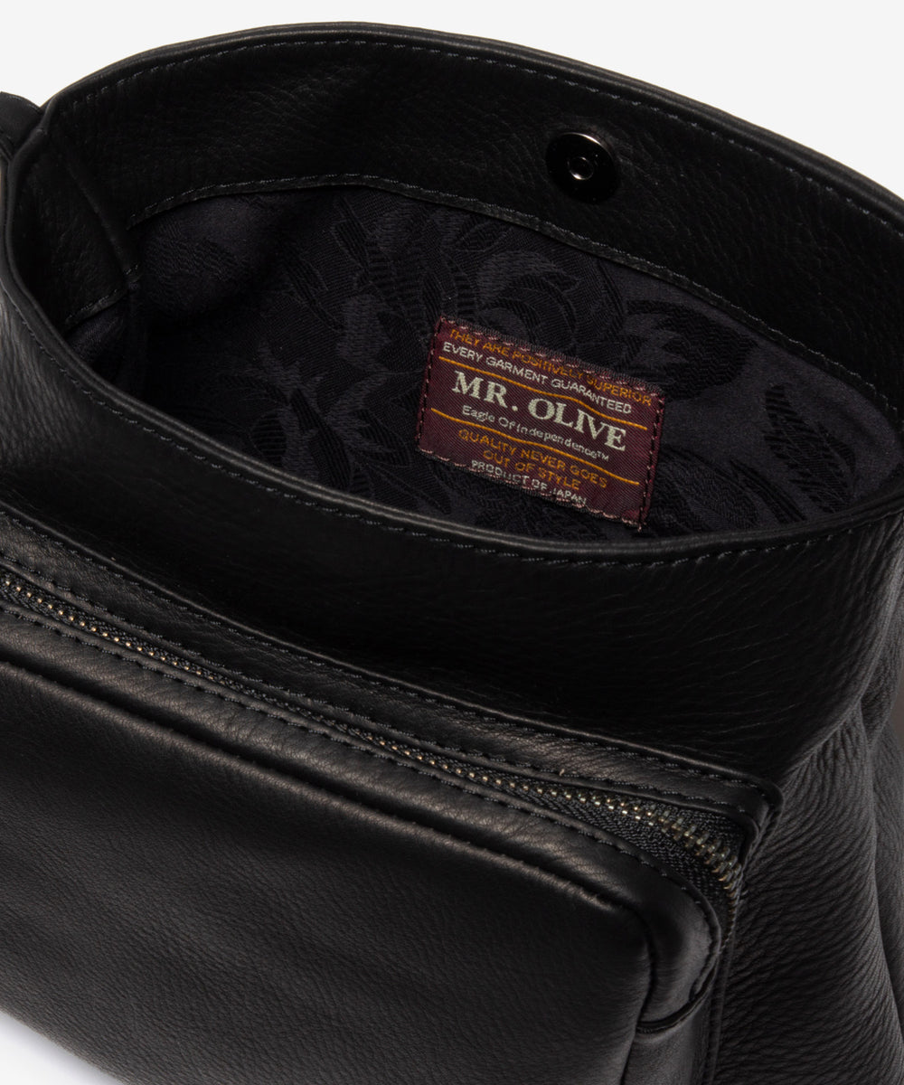 IMPERMA-LEATHER / GUSSET POCKET COMPACT SHOULDER BAG / ME652