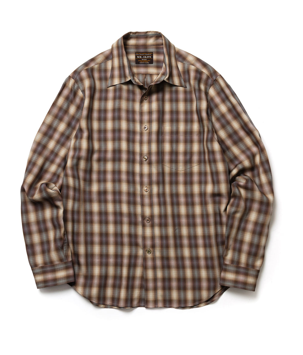 【予約商品】SILKY TENCEL CHECK / REGULAR COLLAR SHIRT /263107