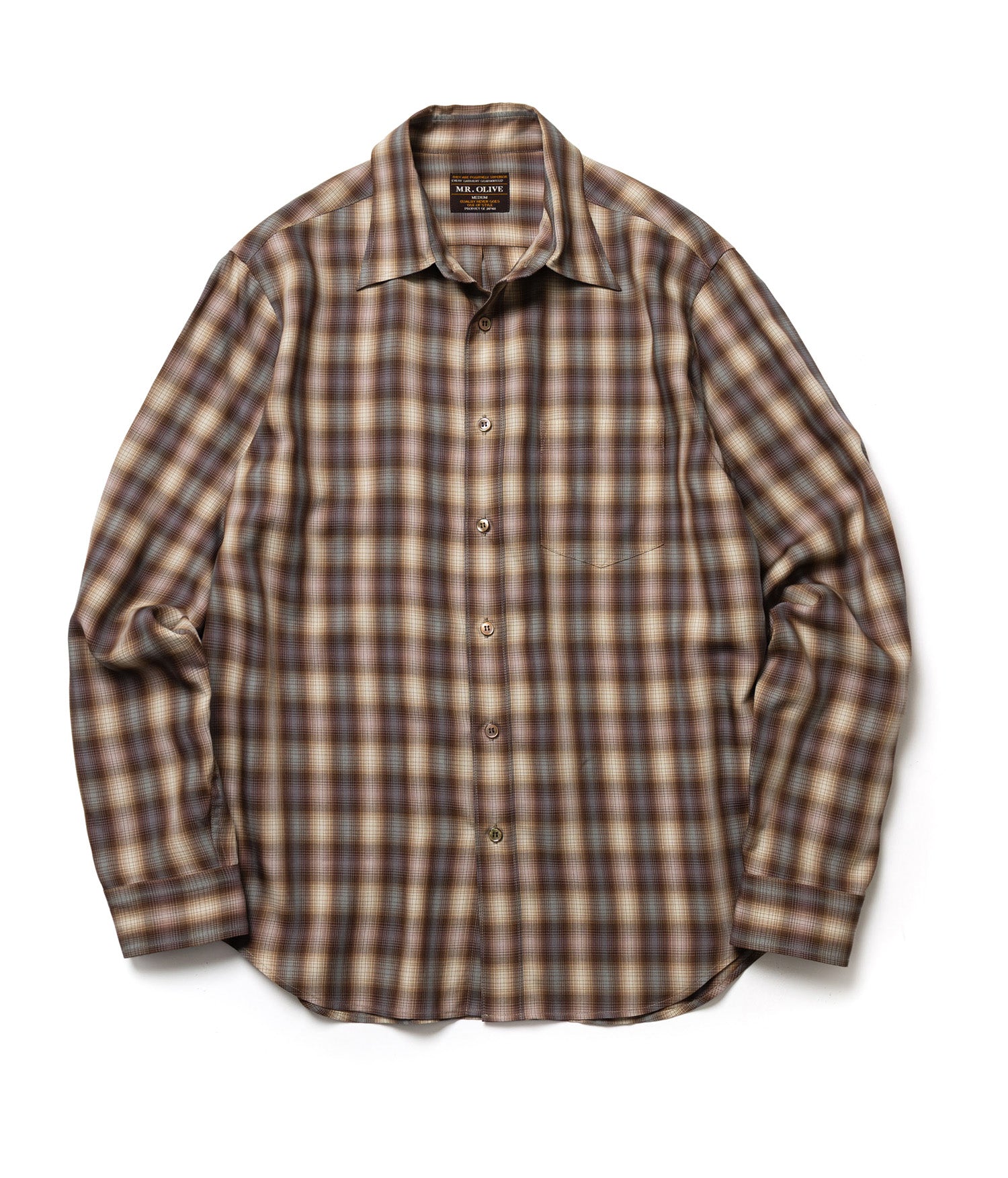 【予約商品】SILKY TENCEL CHECK / REGULAR COLLAR SHIRT /263107