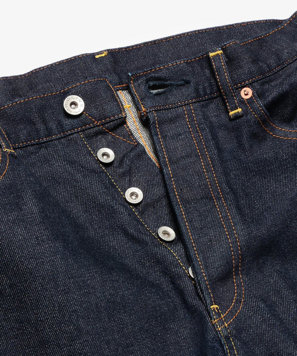 15oz OLD SELVAGE DENIM / WASHED RELAX TAPERED JEANS / M233127