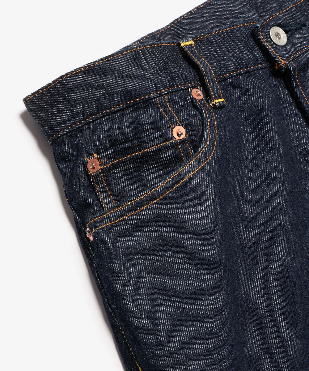 15oz OLD SELVAGE DENIM / WASHED RELAX TAPERED JEANS / M233127
