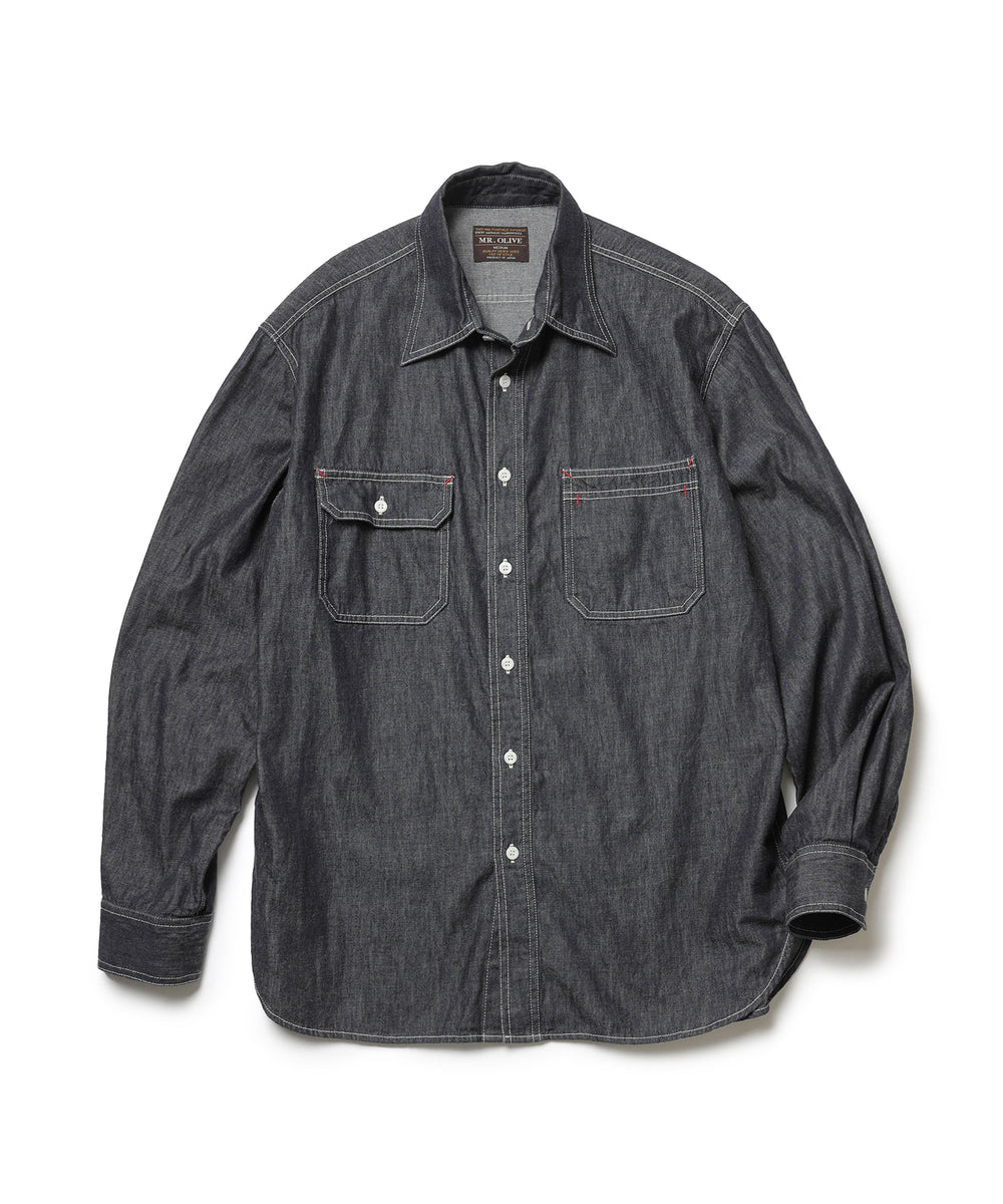 6oz DENIM / RINSE WASH SERVICEMAN SHIRT / M253104