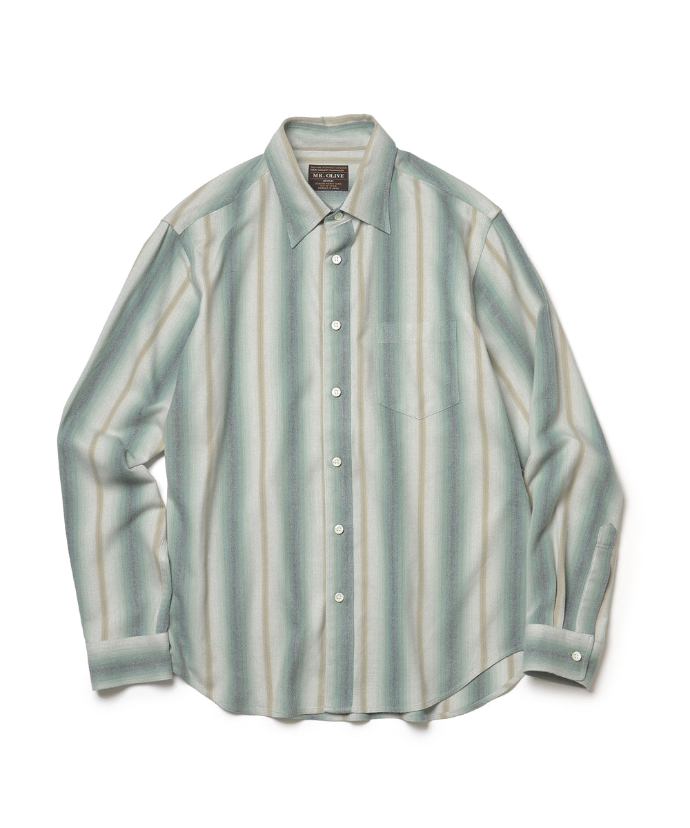 VINTAGE RAYON STRIPE / REGULAR COLLAR SHIRT / M253103