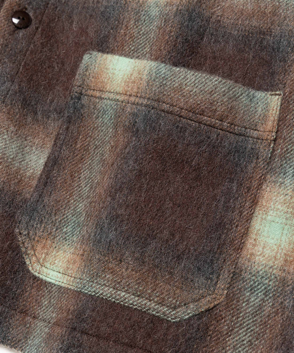 【予約商品】ALPACA SHAGGY OMBRE CHECK / SHIRT CARDIGAN /M263117