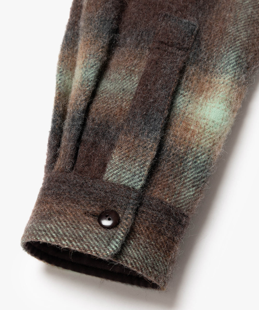 【予約商品】ALPACA SHAGGY OMBRE CHECK / SHIRT CARDIGAN /M263117