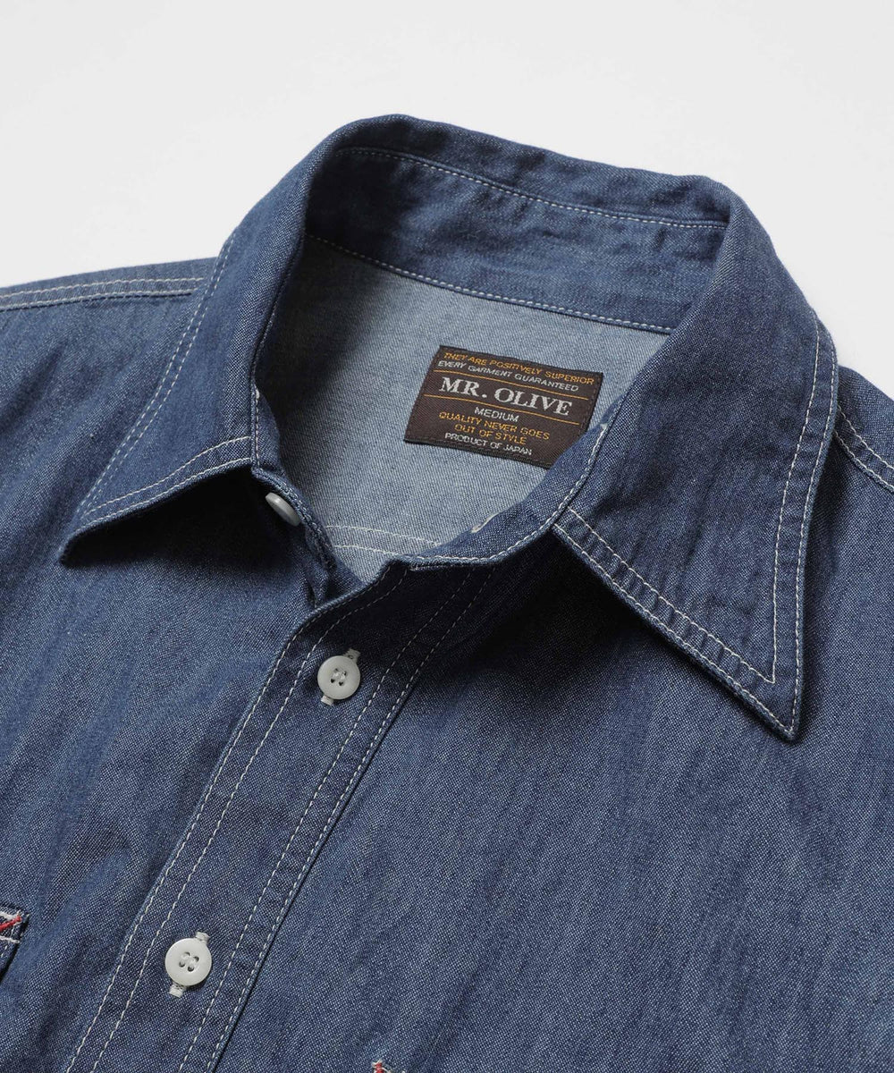 6oz DENIM / BLEACH WASH SERVICEMAN SHIRT / M253105