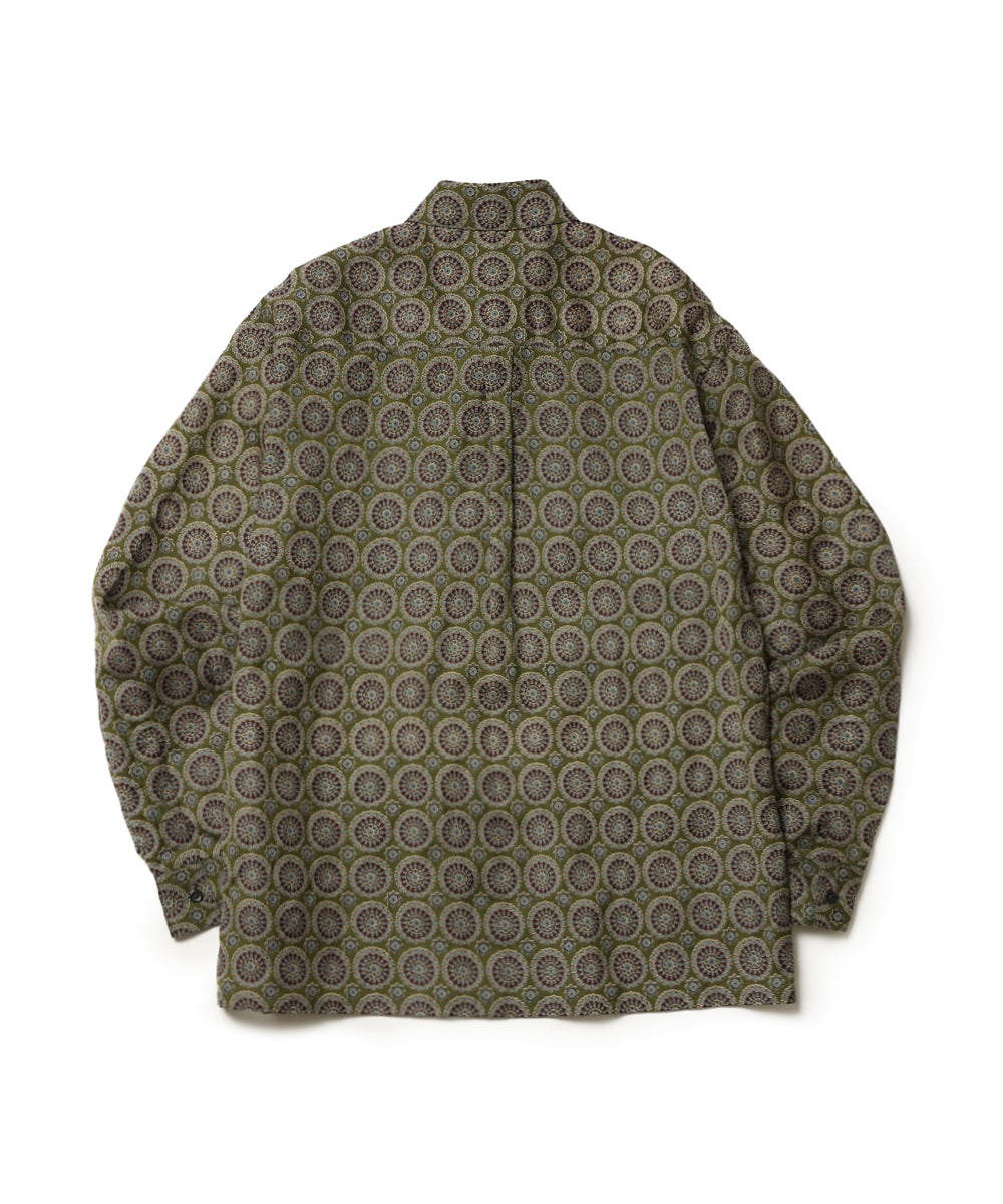 L/R CIRCLE BATIK PATTERN / SQUARE CUT REGULAR COLLAR SHIRT