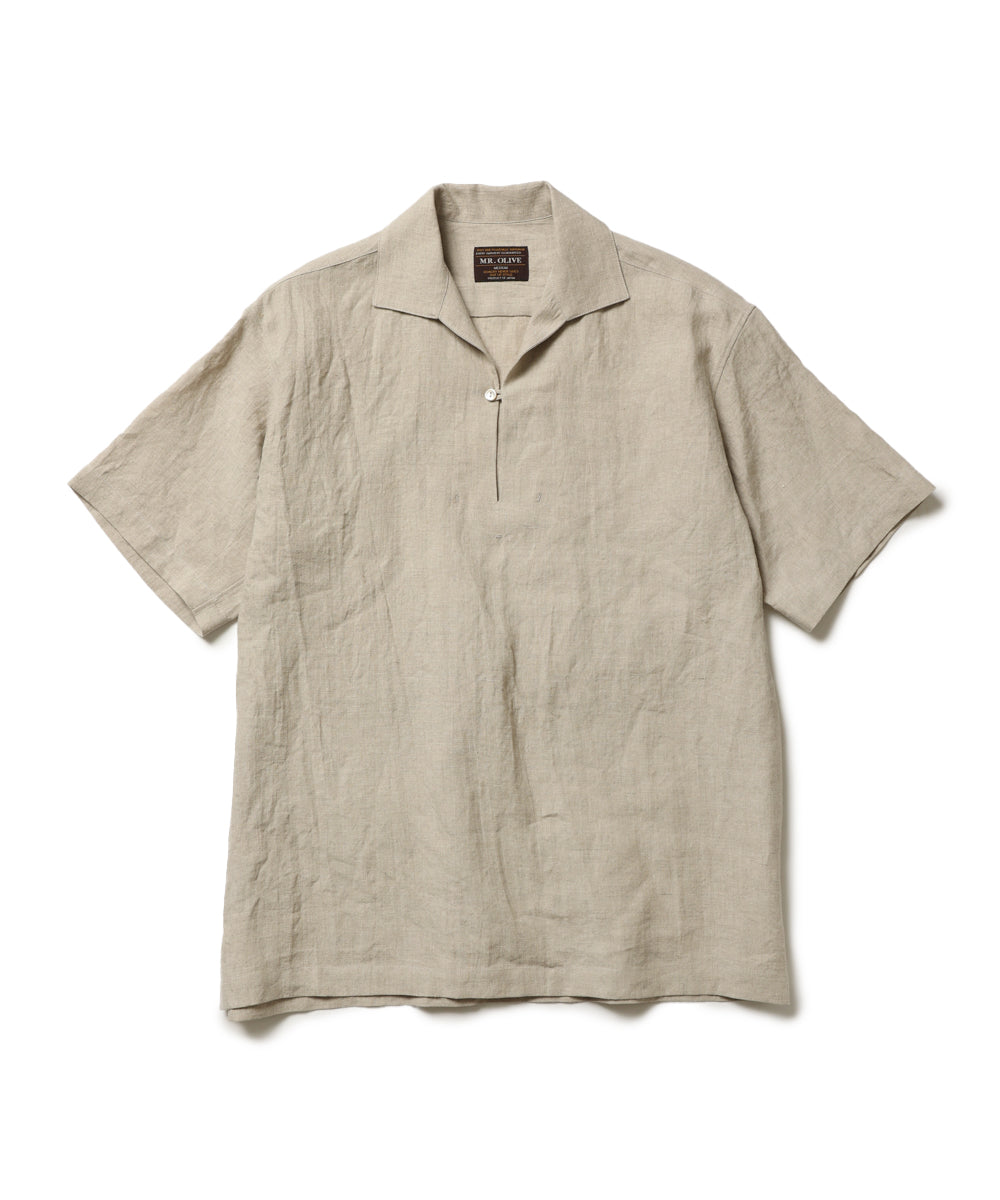 FRENCH LINEN WASHABLE / SHORT SLEEVE CAPRI SHIRT