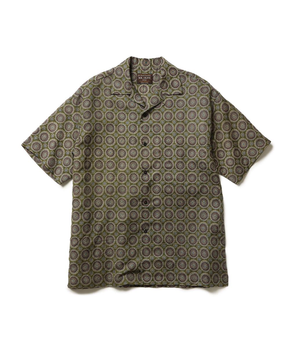L/R CIRCLE BATIK PATTERN / OPEN COLLAR SHIRT
