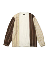 MIX MATERIAL / MULTI STRIPE HYBRID SHIRT