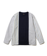 MIX MATERIAL / MULTI STRIPE HYBRID SHIRT