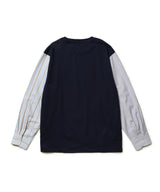MIX MATERIAL / MULTI STRIPE HYBRID SHIRT