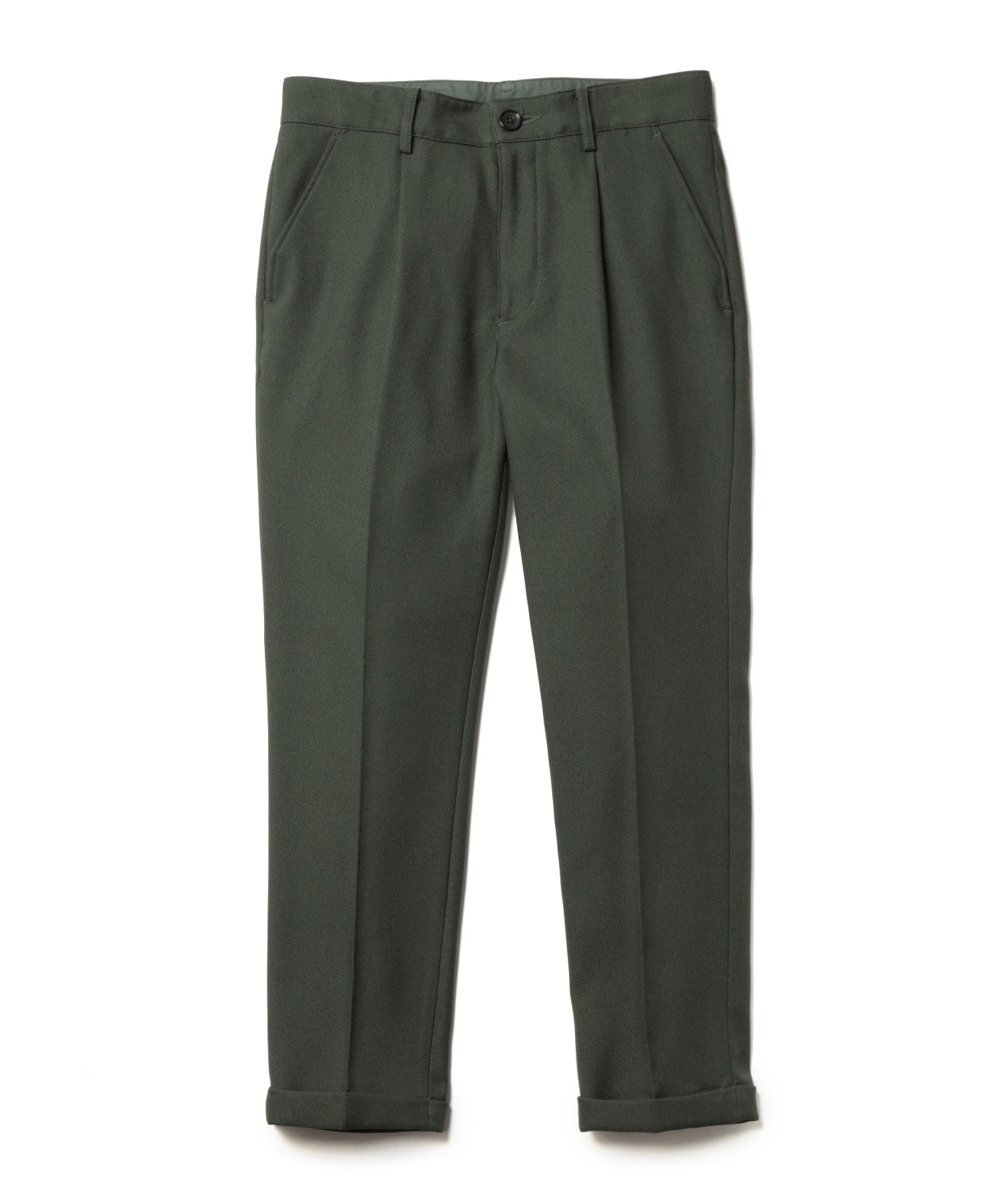MR.OLIVE / RETRO POLYESTER TWILL / ONE PLEATS STA-PREST TAPERED PANTS