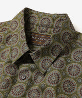 L/R CIRCLE BATIK PATTERN / SQUARE CUT REGULAR COLLAR SHIRT