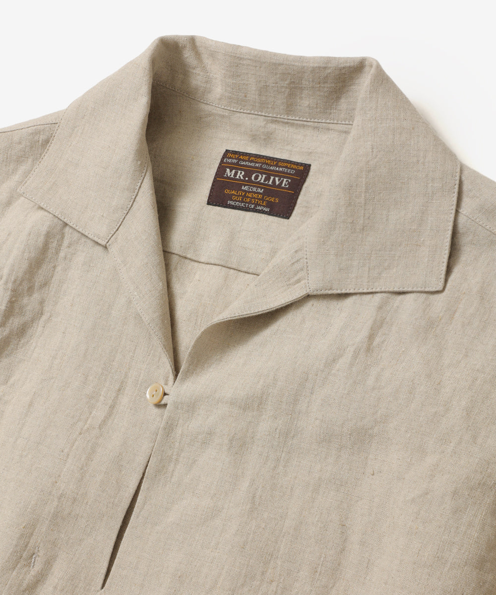 FRENCH LINEN WASHABLE / SHORT SLEEVE CAPRI SHIRT