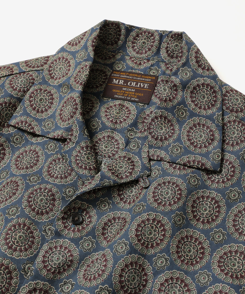 L/R CIRCLE BATIK PATTERN / OPEN COLLAR SHIRT